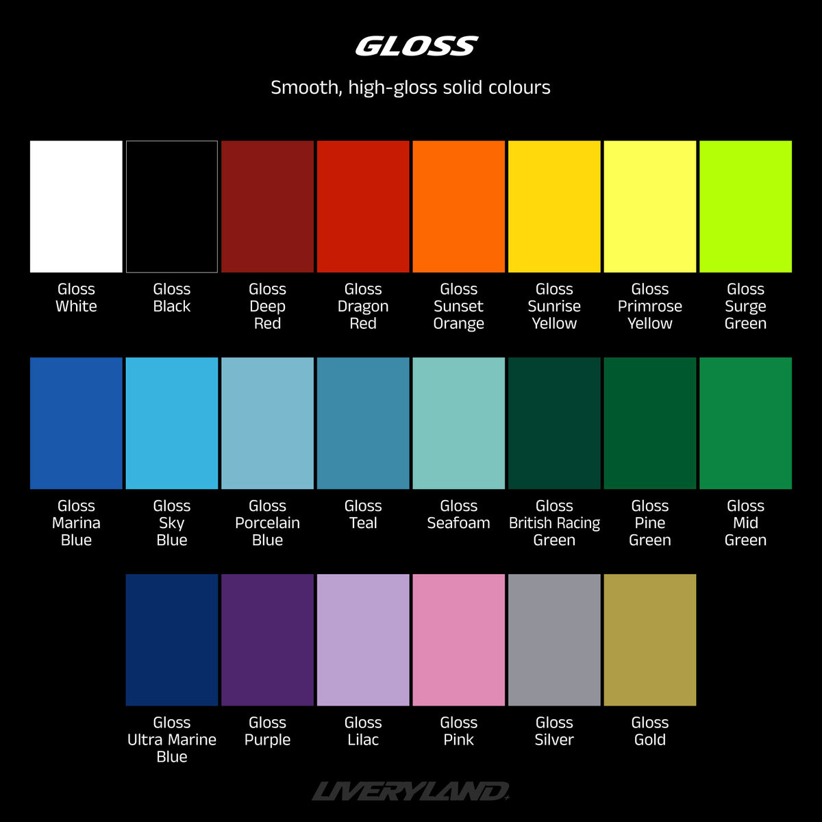 Livery Vinyl Colour Samples